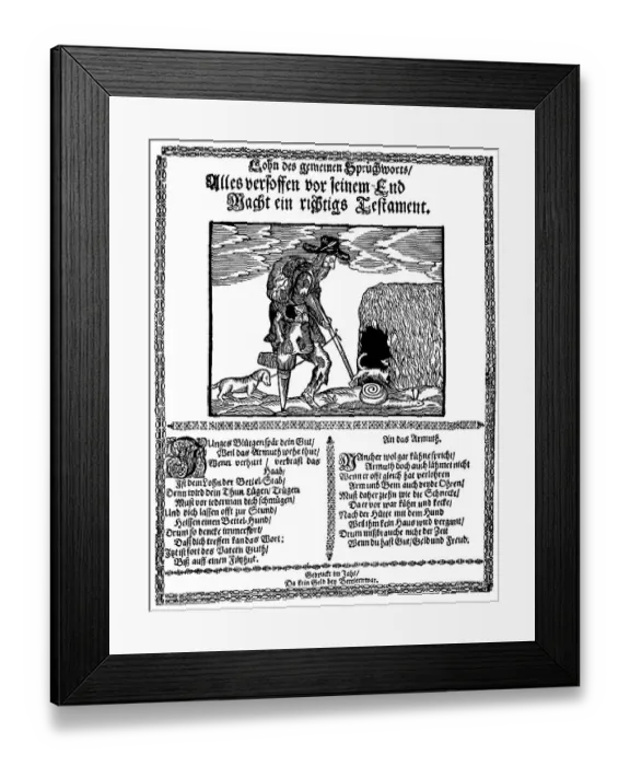 Framed Print : Historical pamphlet against begging from the 16th century