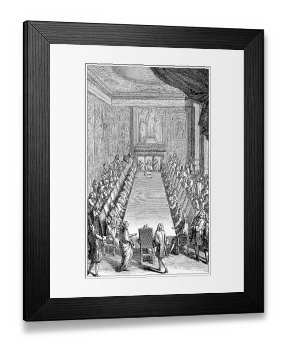 Framed Print : Historical print, admittance of an academic to the French academic society Academie Francaise or French Academy