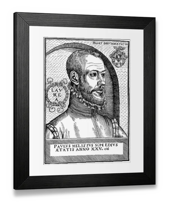 Framed Print : Historical engraving, woodcut, portrait of Paul Melissus or Paul Schede or Paulus Schedius Melissus