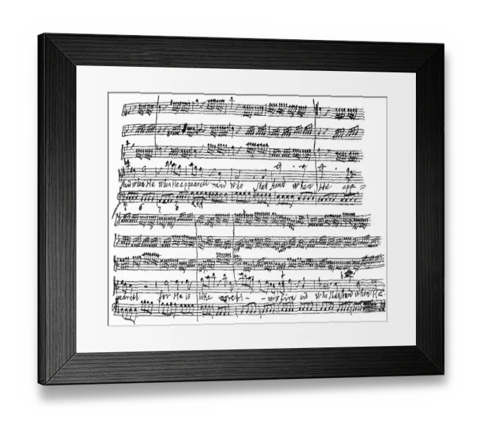 Framed Print : Historical sheet music manuscript by Georg Friedrich Haendel or George Frideric Handel