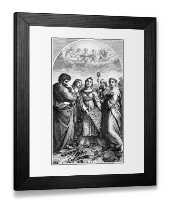 Framed Print : Historical drawing, St. Cecilia with Saints and musical instruments Framed Print : Historical drawing, St. Cecilia with Saints and musical instruments
