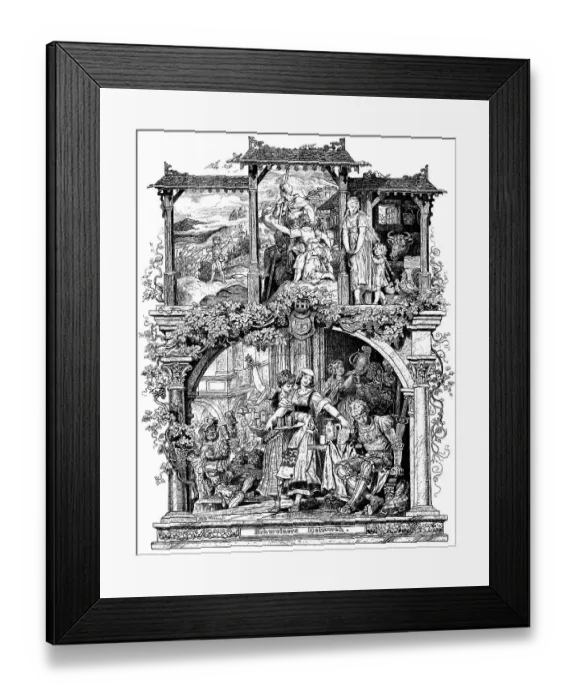 Framed Print : Romantic illustration of the song Schweizer Heimweh