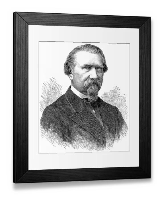 Framed Print : Historic drawing, portrait of Friedrich Wilhelm Kuecken