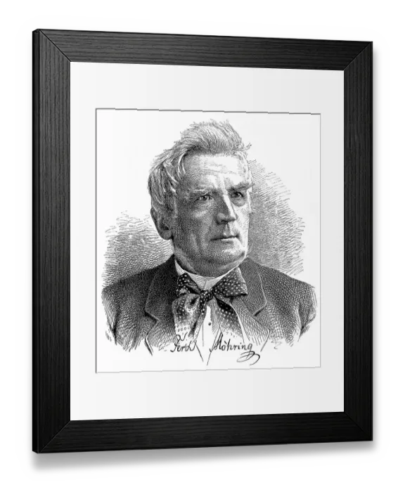 Framed Print : Historic drawing, portrait of Ferdinand Moehring