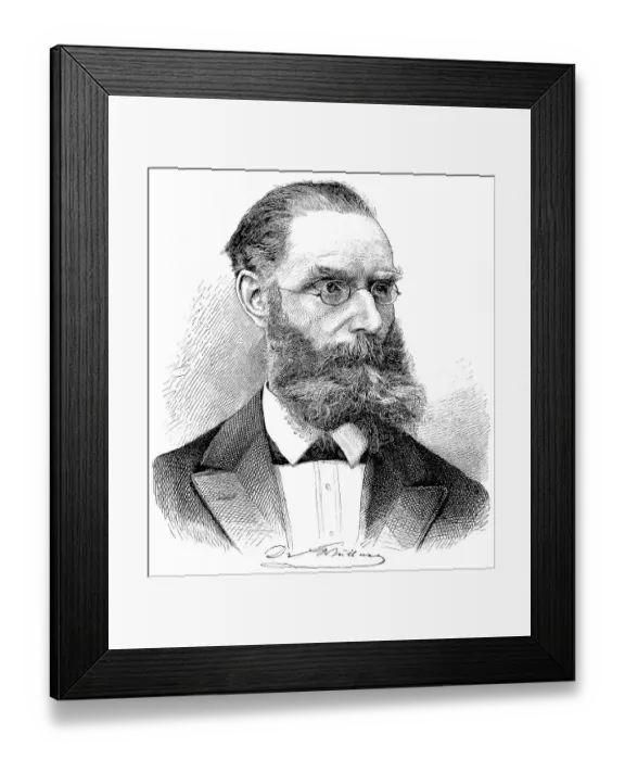 Framed Print : Historical drawing, portrait of Franz Wuellner