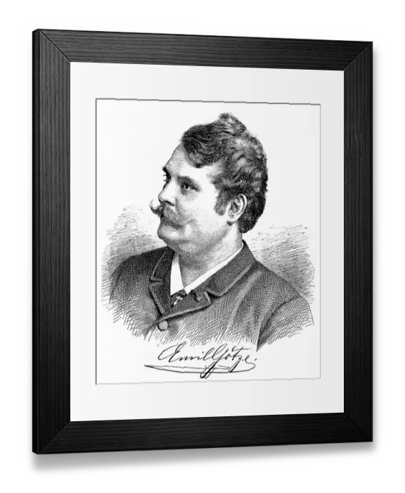 Framed Print : Historical drawing, portrait of Emil Karl Goetze