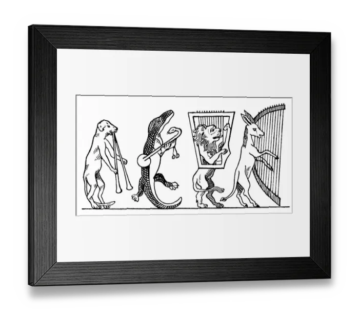 Framed Print : Historical drawing, satirical depiction of a music band