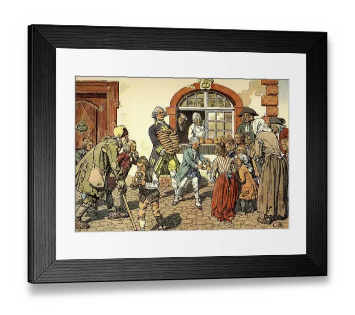 Framed Print : Young Crown Prince Frederick giving out bread to the poor Framed Print : Young Crown Prince Frederick giving out bread to the poor