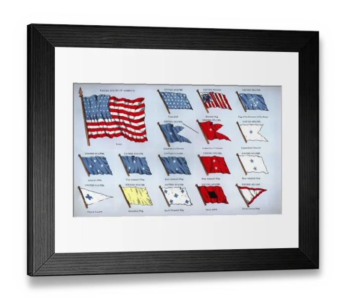 Framed Print : Historical flags from the U.S. history Framed Print : Historical flags from the U.S. history