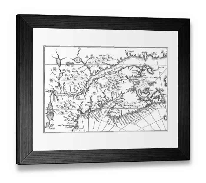 Framed Print : Map of Canada and Nova Scotia, Joannes de Salt's America Utriusque Descriptio