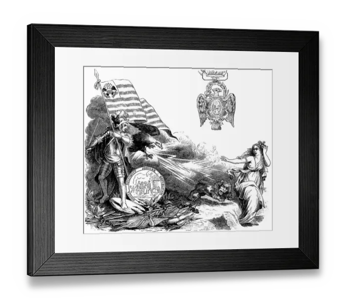 Framed Print : Historical drawing, US-American history