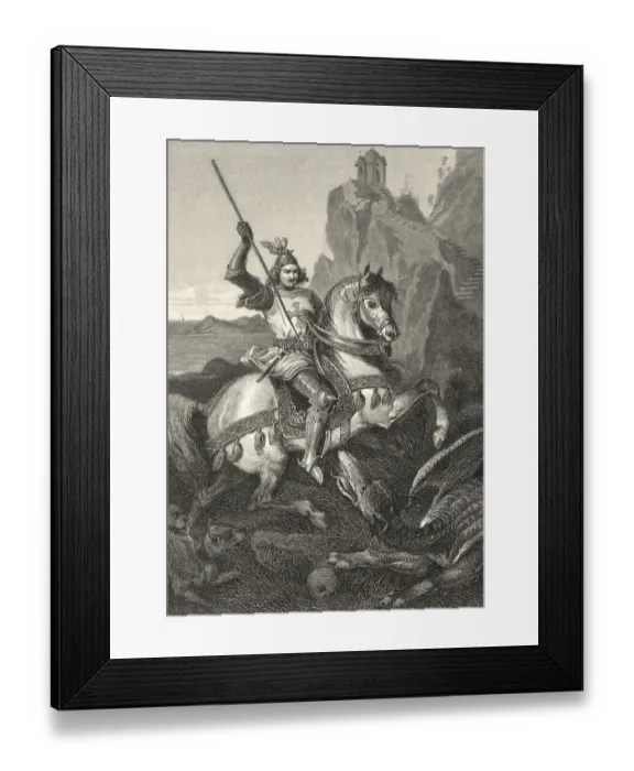 Framed Print : Historic steel engraving by Ferdinand Rothbart