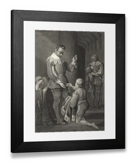 Framed Print : Historic steel engraving, illustration on Wallenstein's Death