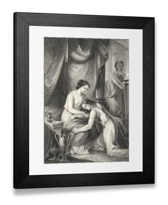 Framed Print : Historic steel engraving, scene from the Tale of Agathon