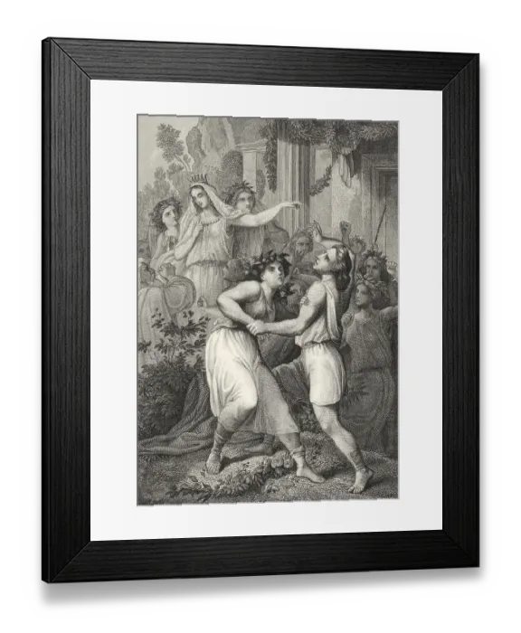 Framed Print : Historic steel engraving, dance of the virgins Framed Print : Historic steel engraving, dance of the virgins