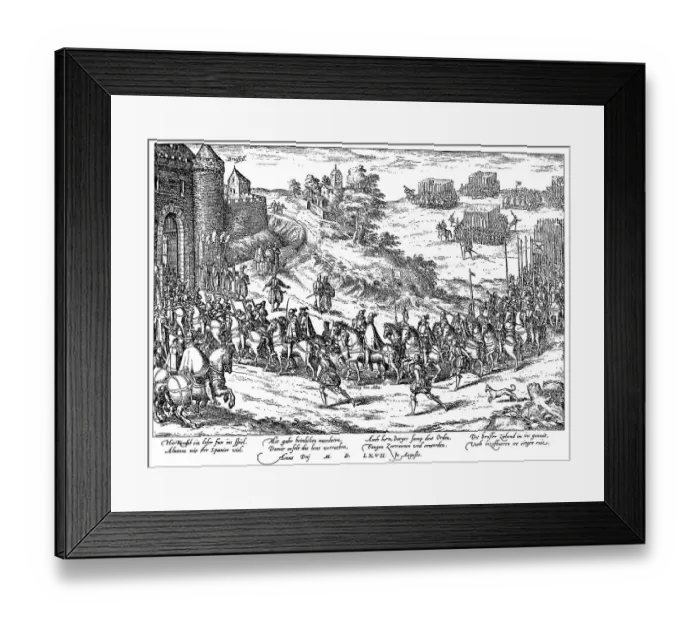 Framed Print : Historic drawing, facsimile, the arrival of the Spaniards under the Duke of Alba Framed Print : Historic drawing, facsimile, the arrival of the Spaniards under the Duke of Alba