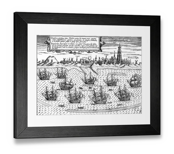 Framed Print : Historical drawing, the harbor of Dunkirk Framed Print : Historical drawing, the harbor of Dunkirk