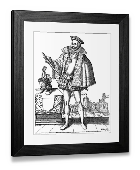 Framed Print : Historic drawing, portrait of Don Luis de Zuniga y Requesens
