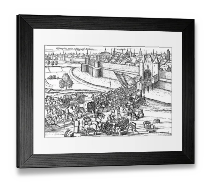 Framed Print : Historic drawing, the Spaniards leaving the Netherlands