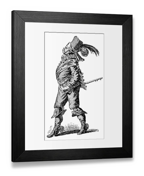 Framed Print : Historic drawing, caricature of a vain Spaniard in the Spanish Netherlands