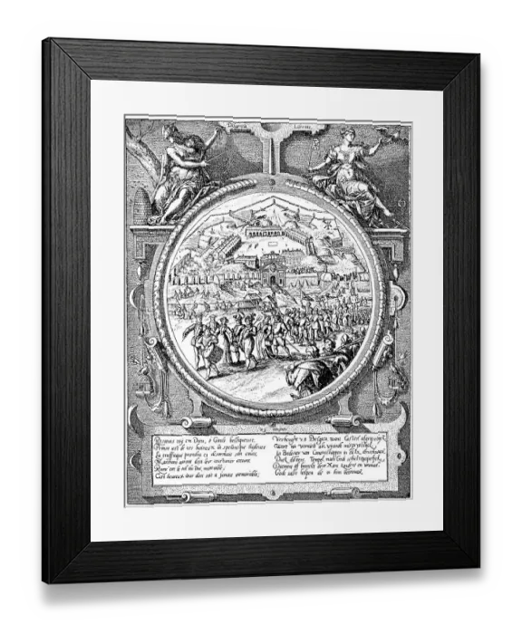 Framed Print : Historic drawing, citizens of Antwerp demolishing the citadel Framed Print : Historic drawing, citizens of Antwerp demolishing the citadel