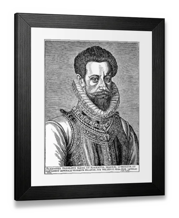Framed Print : Historic drawing, portrait of Alexander Farnese or Alessandro Farnese