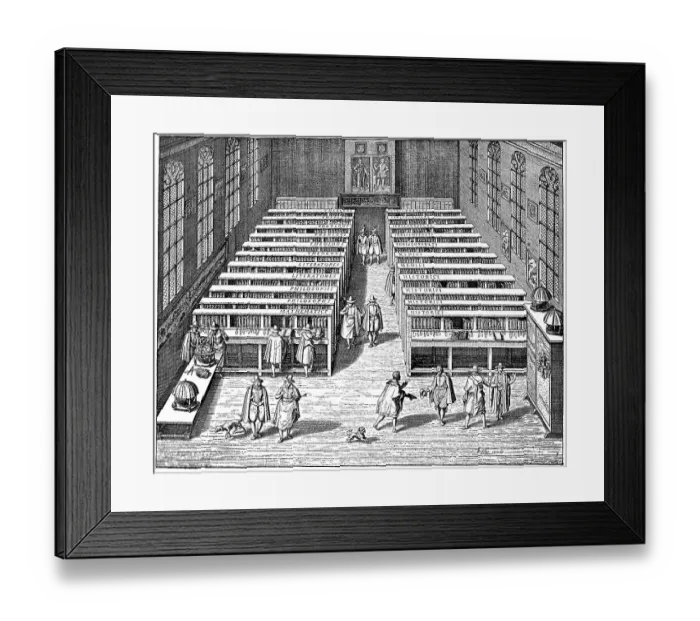 Framed Print : Historic drawing, the library of the University of Leiden or Leyden Framed Print : Historic drawing, the library of the University of Leiden or Leyden