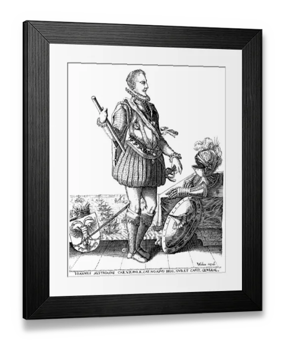 Framed Print : Historic drawing, portrait of Don Juan de Austria or knight John of Austria