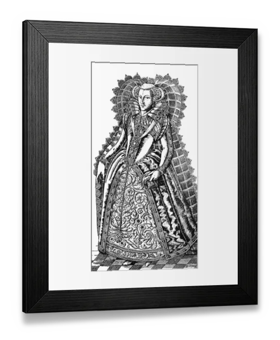 Framed Print : Historic drawing, portrait of Mary Stuart or Mary I