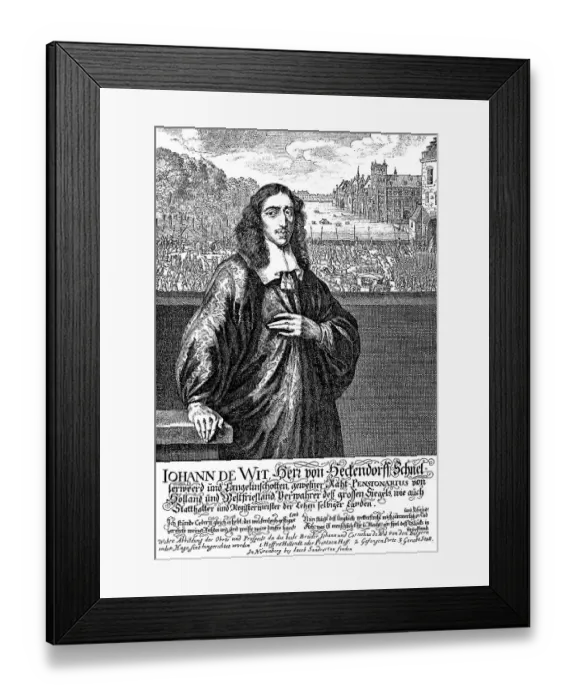 Framed Print : Historic drawing, portrait of Johan de Witt or Jan de Wit