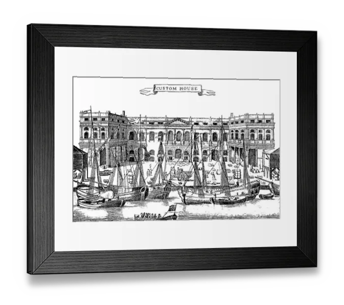 Framed Print : Historical drawing, the customs port of London