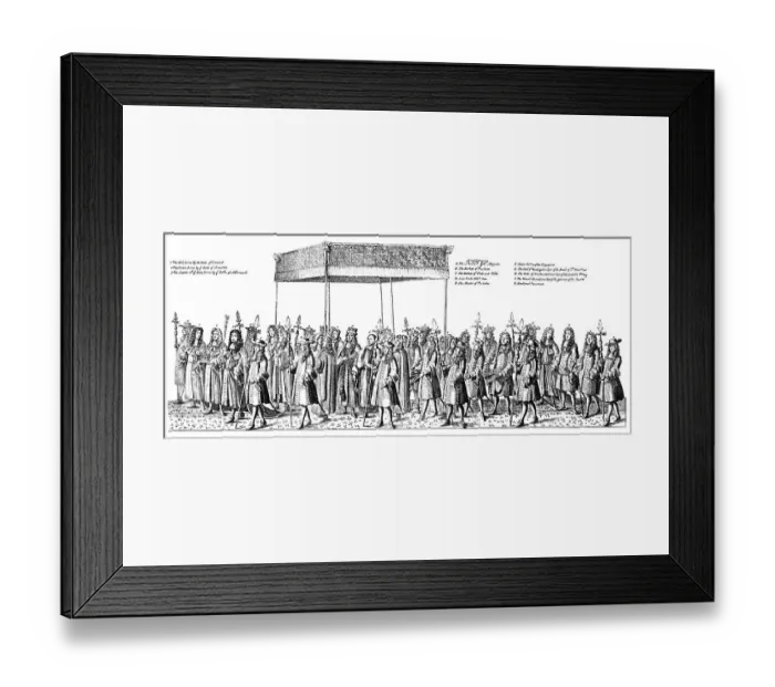 Framed Print : Historic drawing, a part of the coronation procession of James II of England Framed Print : Historic drawing, a part of the coronation procession of James II of England