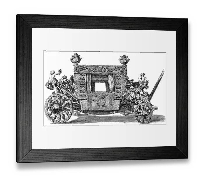 Framed Print : Historic drawing, the pompous coach of James II of England