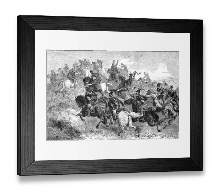 Framed Print : Historical drawing, attack of the Prussian Uhlans on Chasseurs d'Afrique Framed Print : Historical drawing, attack of the Prussian Uhlans on Chasseurs d'Afrique