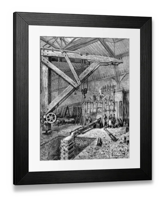 Framed Print : Production of a cannon in the Broquin und Laine foundry