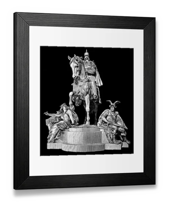 Framed Print : Historical drawing, equestrian statue of Emperor William I
