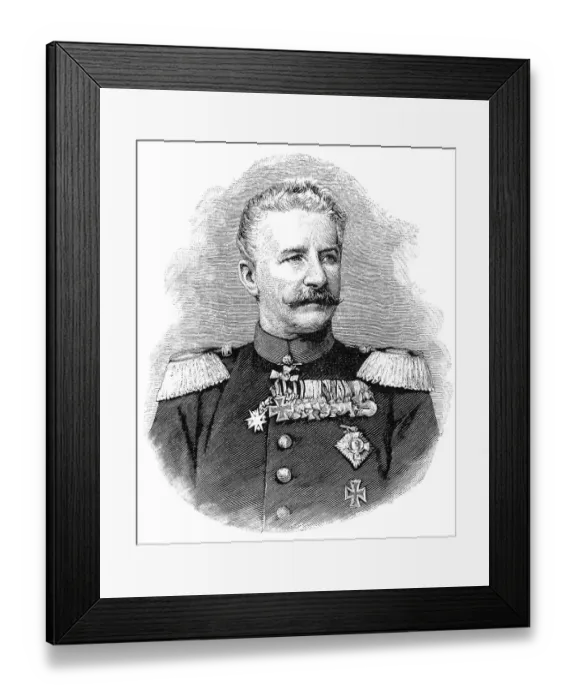 Framed Print : Historic drawing, portrait of Alfred Heinrich Karl Ludwig von Waldersee