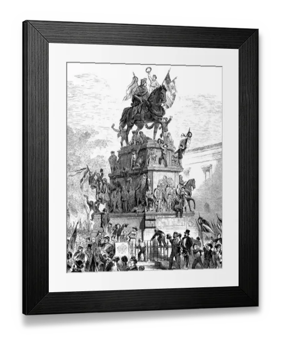 Framed Print : Historical scene, victory celebration at the equestrian statue of Frederick the Great Framed Print : Historical scene, victory celebration at the equestrian statue of Frederick the Great