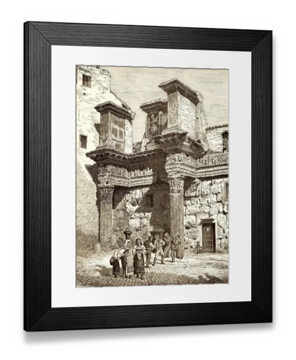 Framed Print : Historic drawing, entrance to the Forum of Nerva