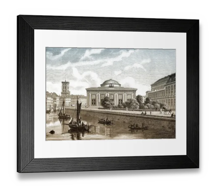 Framed Print : Historic drawing, Thorvaldsen Museum in Copenhagen