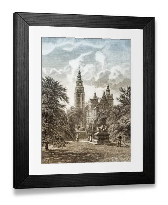 Framed Print : Historic drawing, Rosenborg Castle or Rosenborg Slot in Copenhagen