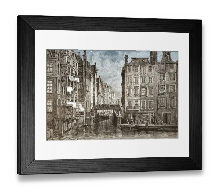 Framed Print : Historic drawing, Jodenbuurt or Jewish quarter