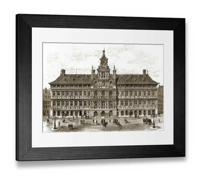 Framed Print : Historical drawing, town hall of Antwerp