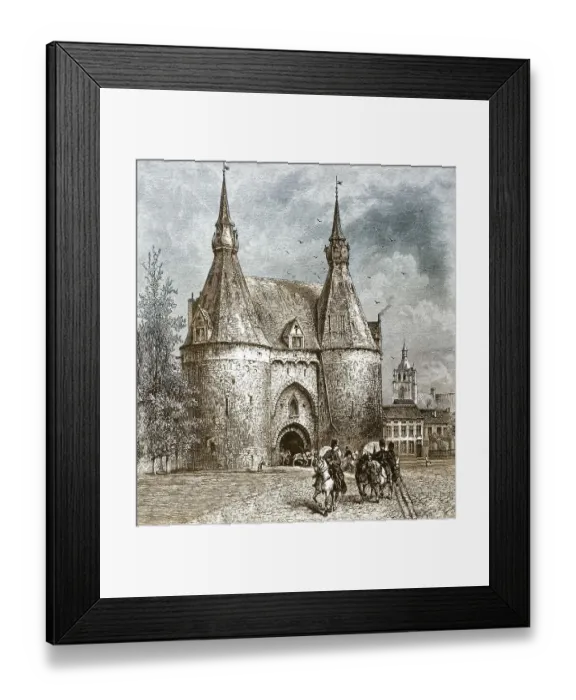 Framed Print : Historic drawing, Brusselsepoort or Brussels gate Framed Print : Historic drawing, Brusselsepoort or Brussels gate