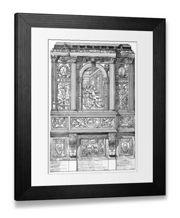 Framed Print : German Renaissance, architectural drawing from 1882 Framed Print : German Renaissance, architectural drawing from 1882