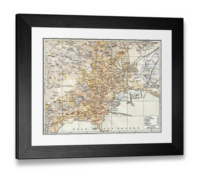 Framed Print : Historical city map, 1896, Naples, Italy, Europe Framed Print : Historical city map, 1896, Naples, Italy, Europe