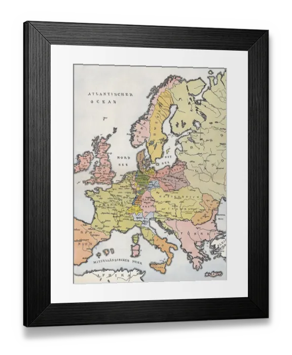 Framed Print : Map of Europe, 1809, historical illustration
