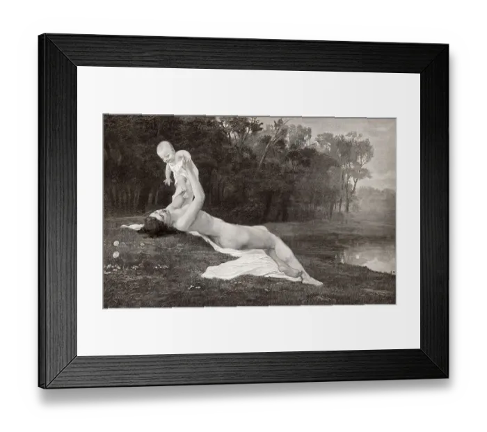 Framed Print : Mother with baby, after Lebiedzki, ca