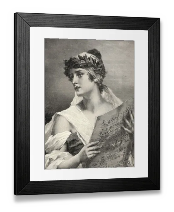 Framed Print : A young woman with a sheet of music Framed Print : A young woman with a sheet of music