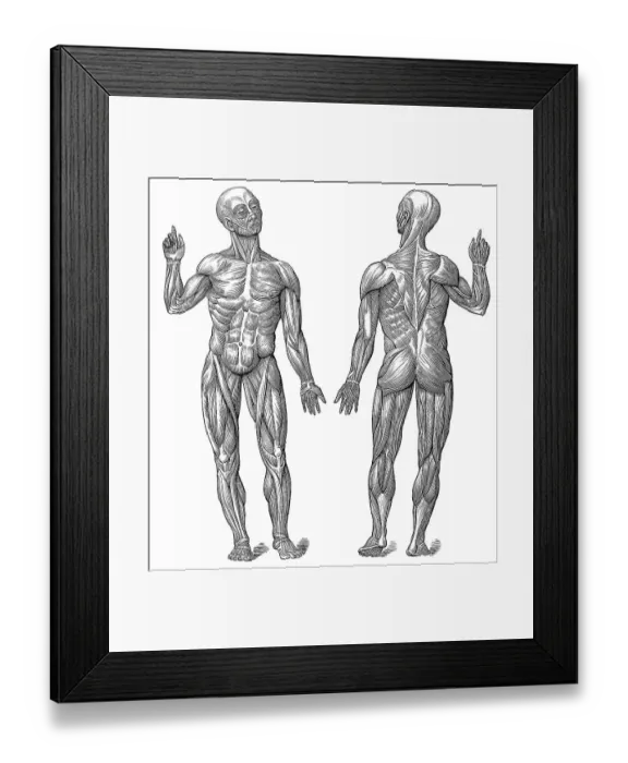 Framed Print : Male superficial muscles, 19th Century health guide illustration
